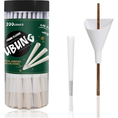 White Cones, King Size, Pre Rolled, Slow Burn, Incl. Funnel & Push Rod