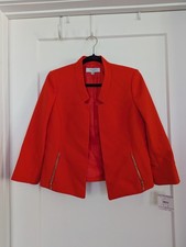 Kasper Separates Blazer Jacket Womens 6 Orange Lily Textured Collarless Gold Zip