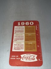 Calendario de bolsillo Coca-Cola 1960 con regla de 3 pulgadas lateral