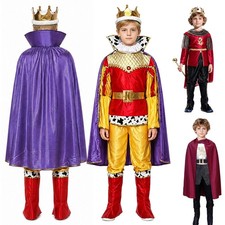 Kids Boys Outfits Elastic Waistband Costume Cloak Set Medieval Headwear Stage