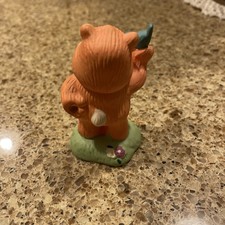 1983 Vintage Care Bear Orange With Sunflowers Ceramic Figurine