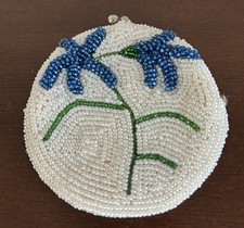 Vintage Beaded Change Purse Snap Closure Hand Made in Korea Beautiful BOHO