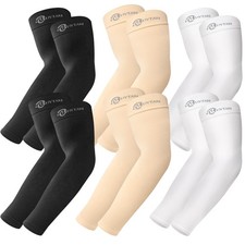 6 Pairs UV Sun Protection Arm Sleeves, UPF 50 Sports Cooling Arm Compression ...