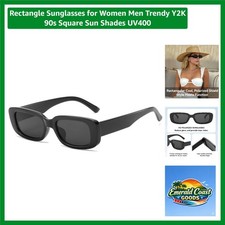 Rectangle Sunglasses for Women Men Trendy Y2K 90s Square Sun Shades UV400