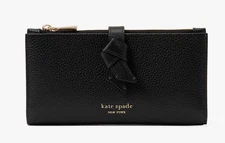Kate spade Knott Zip Slim Leather Card Wallet ~NWT~ Black