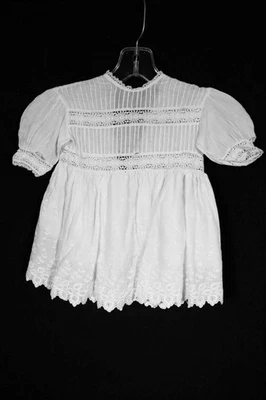 Antik Französisch Edwardianisch Weiße Baumwolle Mädchen Bestickt Kleid Größe 2T - Bild 1 von 3