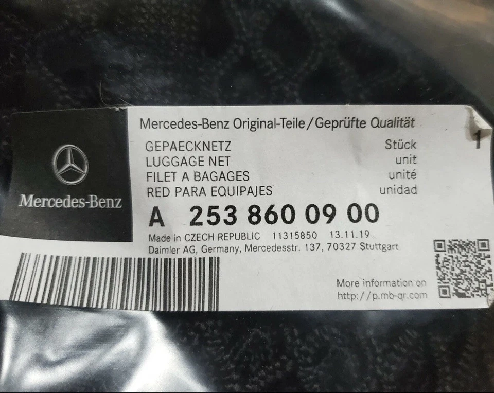 Red de carga para maletero Mercedes Benz A253 860 09 00 Clase GLC genuina/OEM NUEVO Foto 3 de 3