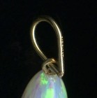 New 14K Solid Yellow Gold Teardrop Pear White Fire Lab-Created Opal Pendant a2ik — photo 2