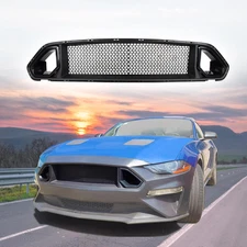 Front Bumper Upper Hood Mesh Grille Grill Guards For Ford Mustang 2018-2023