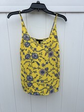 Banana Republic Top Womens XS Cami Tank Spaghetti Strap Yellow Blue Floral