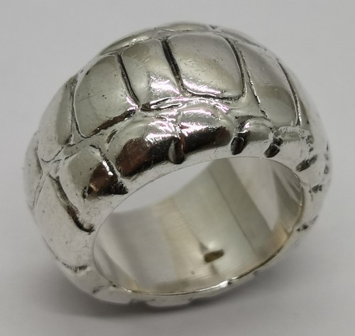 Vtg 1996 Gucci Alligator Croc Print Solid 925 Sterling Silver 13g Ring UK Sz J¼ - 第 2/15 張圖片