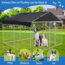 10x10FT Metal Pet Dog Run House Outdoor Kennel Shade Cage Enclosure w/ Cover