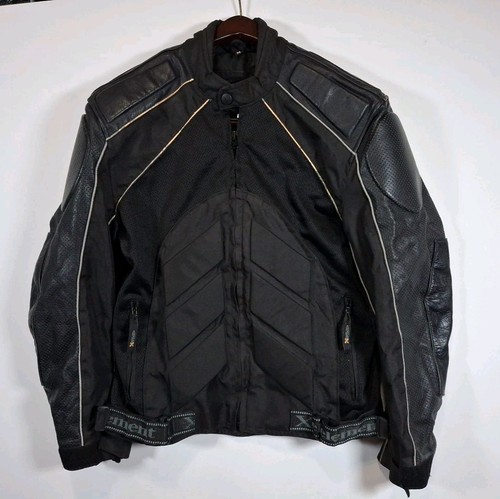 Xelement Black Padded Mens Motorcycle Jacket Size Med W/Zip Out Liner - Picture 1 of 10