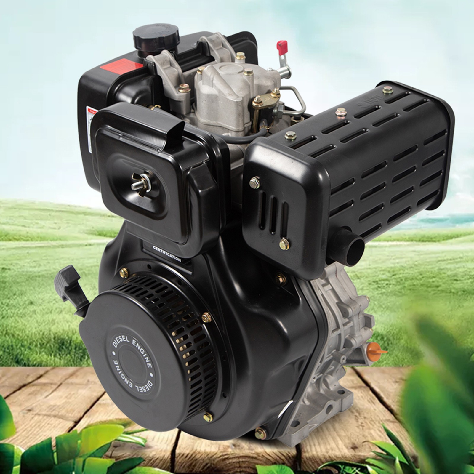 418CC Heavy Duty 10HP 4 Stroke Diesel Engine Single Cylinder 1" Shaft Air-Cooled