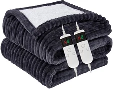 Flannel Heated Blanket 10 Heat Levels Rapid Heating Overheat Protection Washable