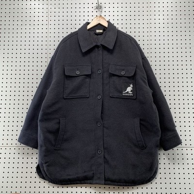 H&M Kangol Jacket Black Large Button Up Jacket Shacket Collared Pockets