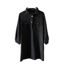 Gap Black Faux Suede Long Sleeve Dress with Front Pockets - Large