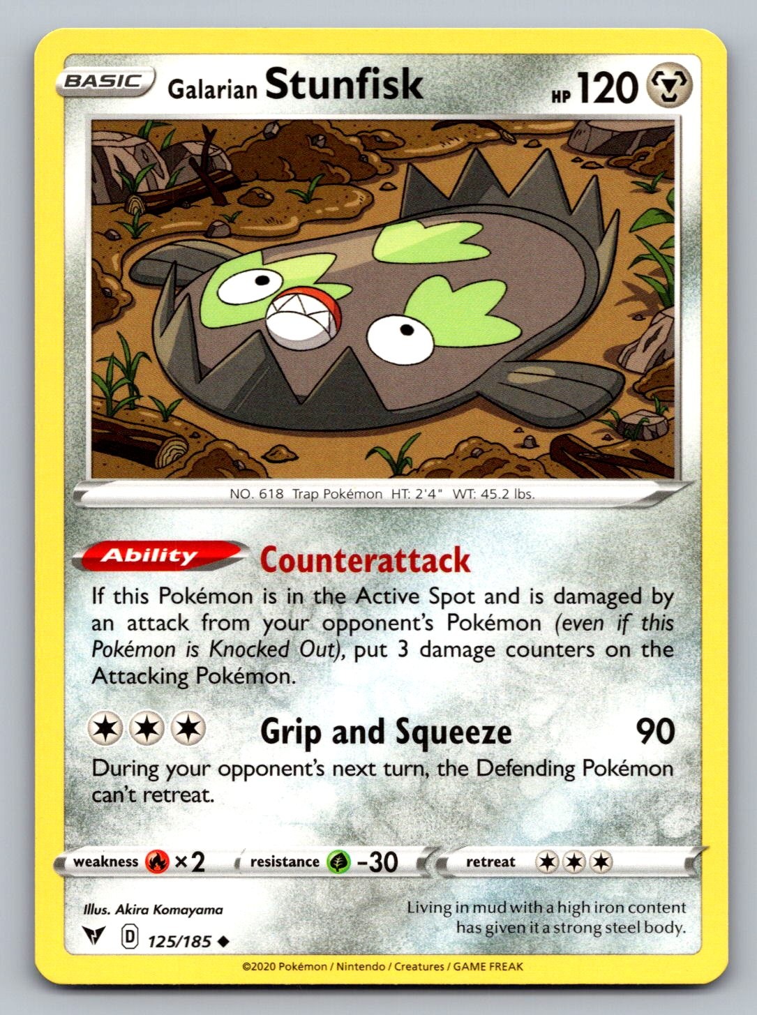 Pokemon TCG SWSH04: Vivid Voltage Galarian Stunfisk 125/185