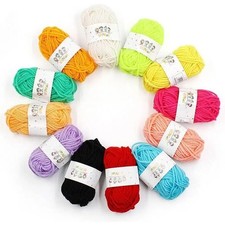 12X Mixed Yarn Wool Job Lot Knitting Crochet Squares Pompom Crafts Toys Bundles