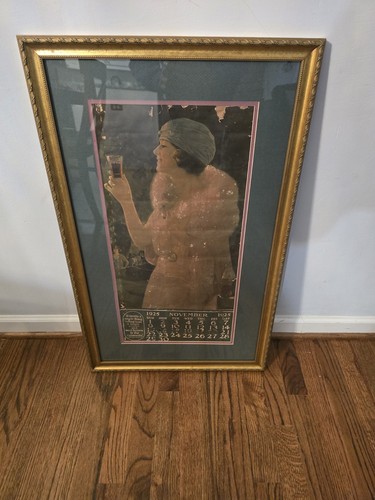 Vintage Original 1925 Coca Cola Girl Old Glass In Hand 