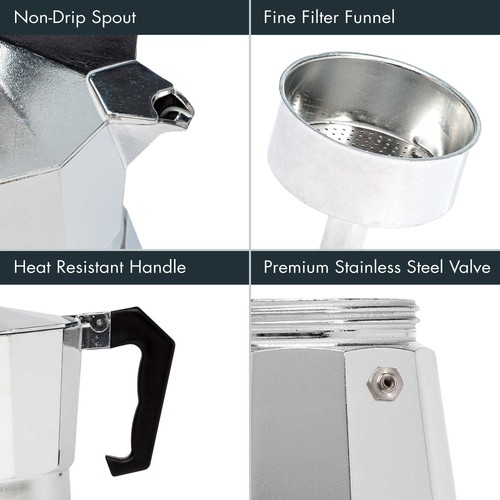 Stovetop Espresso Maker and Handheld Milk Frother Gift Set, Moka Pot for Ital... - Bild 8 von 8