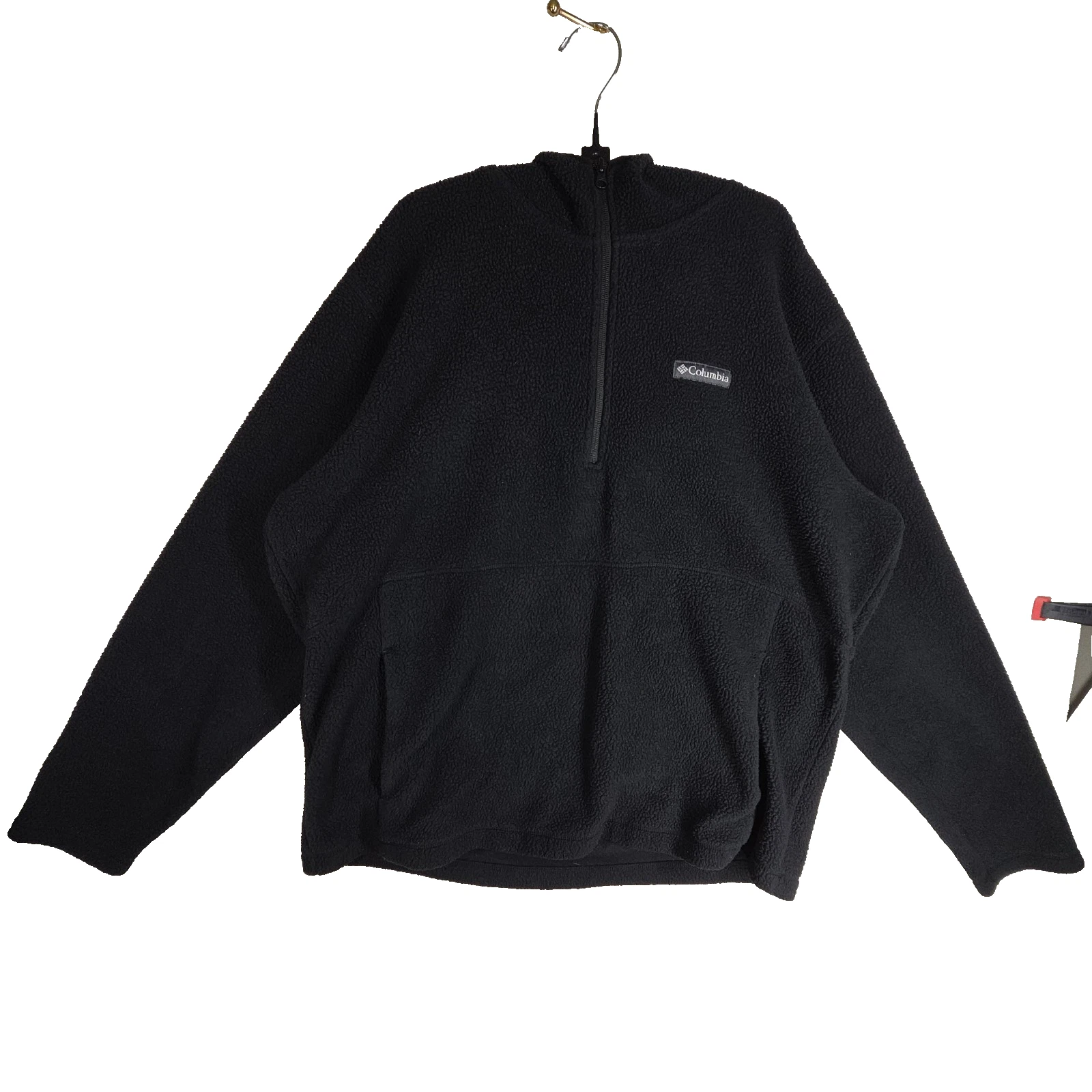Columbia Jacket Mens Large Black Fleece Hooded Full Zip Pockets Outdoors Work