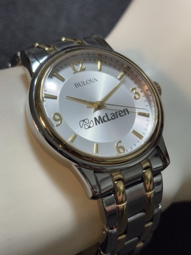 Bulova Men’s McLaren Watch Dress Silver/Gold Tone Quartz Wristwatch New Battery - Picture 4 of 24