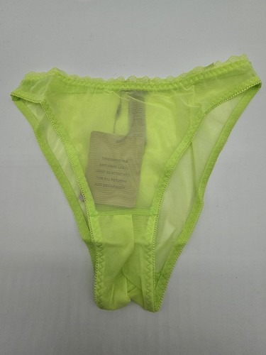 Savage X Fenty Crotchless Panties Women's Size XS Lime Green Sheer Bikini Panty