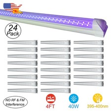 24 Pack 4FT UV Led Black Light Bar 40W Fixture DJ Club Linkable Led BlackLight