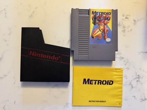 Metroid Yellow Label Variant Nintendo NES Cartridge & Sleeve Authentic & Tested