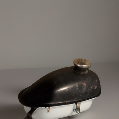 Vintage Motorcycle Gas Fuel Tank Black Steel w/ Cap  Unknown Model