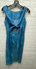 Carlisle Collection Linen  Womens Sz 10 Sheath Midi Dress Turquoise