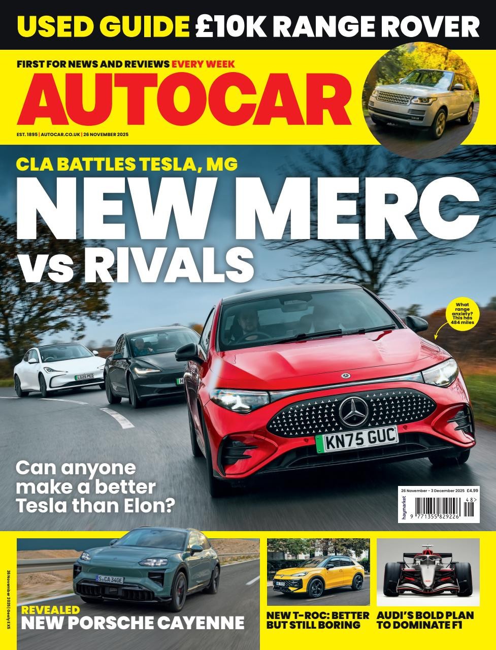 AUTOCAR MAGAZINE 26 NOVEMBER 2025 MG S6 EV ~ GEELY EX5 MAX ~ BYD ATTO 2DM  ~ NEW