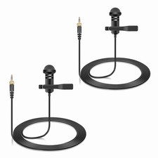 Lavalier Lapel Microphone 2-Pack Omnidirectional Condenser 1.5m