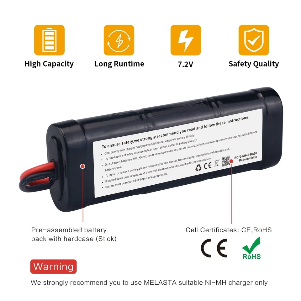 melasta 7.2V 5000mAh NiMH RC Battery Pack Compatible with Banana Connector fo... - Image 4 of 4