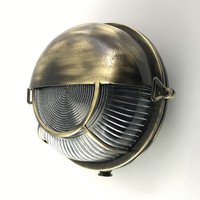 Wandlampe AußEn Messing Glas D: 17,5 Cm Rund IP64 In Antik E27 Maritim Leuchte