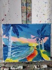 Original Abstract Seascape Painting Canvas Neo Expressionist Art Decor 11x14 — photo 3