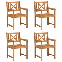 GartenstüHle 4Er Set Massives Akazienholz Natur Terrasse Outdoor