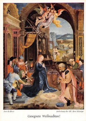 Christmas Greetings Jan de Beer Anbetung Drei Koenige Religious postcard B749