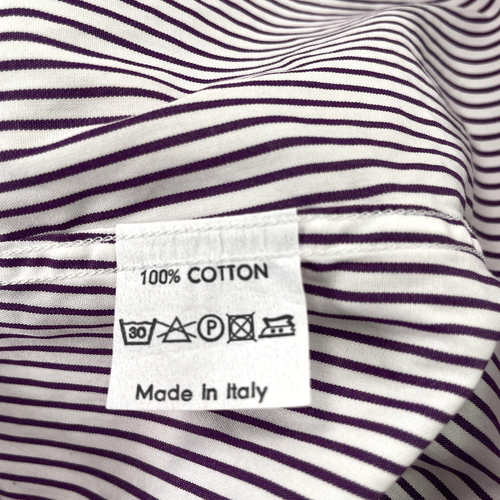 Dries Van Noten Shirt Mens 50 EU Large XL Purple White Striped French Cuff Italy - Picture 12 of 16