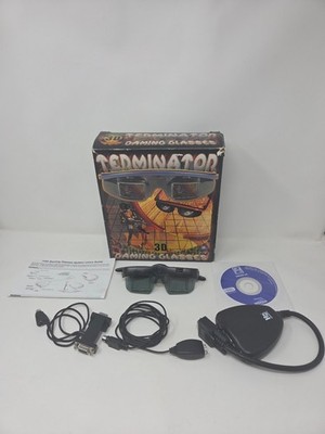 Terminator 3D Gaming Glasses PC System H3D IR Kit Box Manual Driver Disc