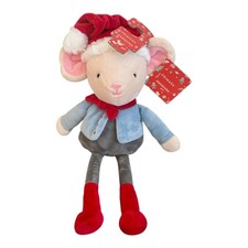 Primark Christmas Mouse Soft Toy Santa Hat Plush Boy Cute Tags 