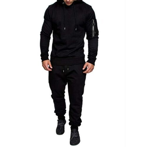 Men Jogging Set Soft Sweatsuit Casual Hoodie Top Pant Gym Sports Wear Sweat Suit - Picture 15 of 25