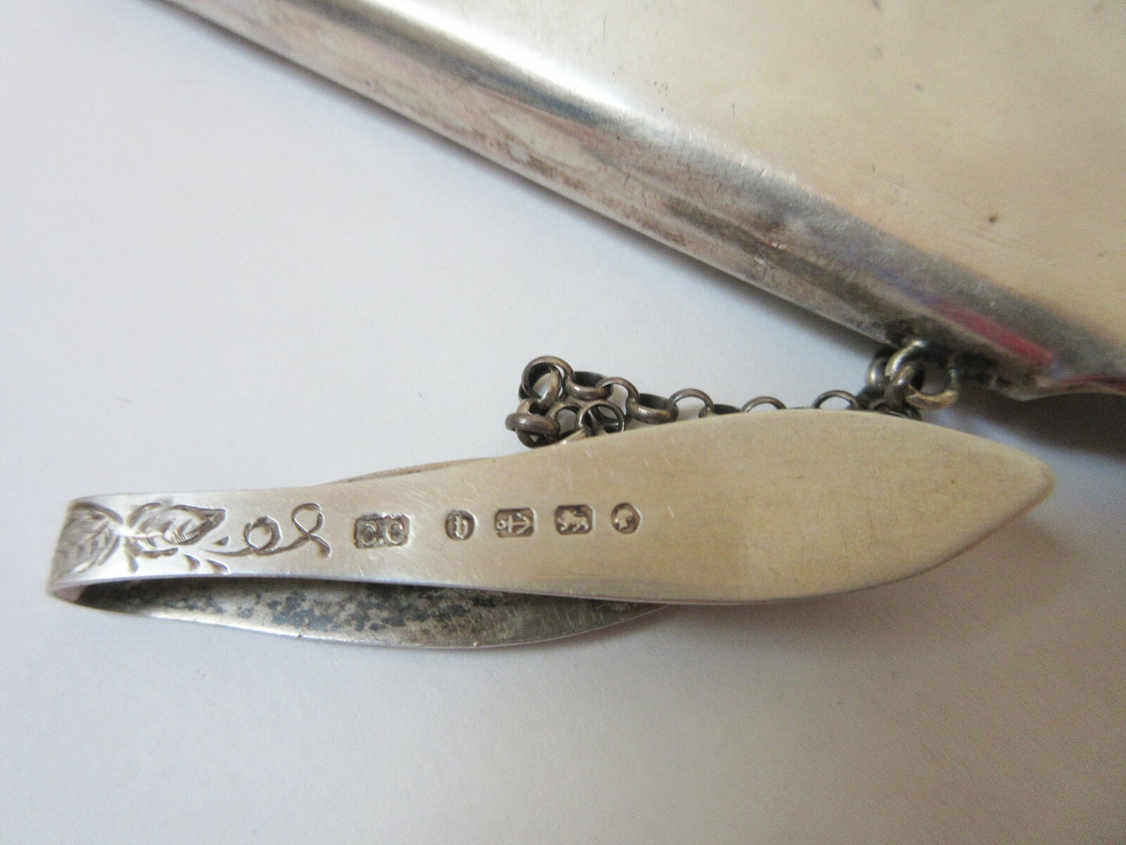 Silver Spectacles Case with Chain Chatelaine Engr… - image 8