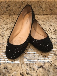 black flat shoes with rhinestones
