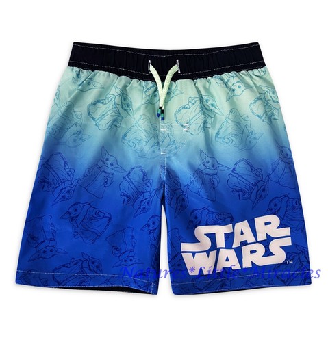 Star Wars Baby Yoda Boys Swimsuit Size 4 5 6 8 Trunks Rash Guard Shirt Swim Set - Picture 4 of 5