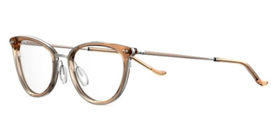 Safilo Eyeglasses Women's Cat Eye Oval Clear Orange Acetate Metal 52-19-145