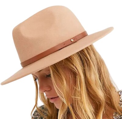 Free People Women\'s Fedora Wool Felt Wide Brim Hat Tan OS Free People Felt Hats for Women for sale | eBay main image 3