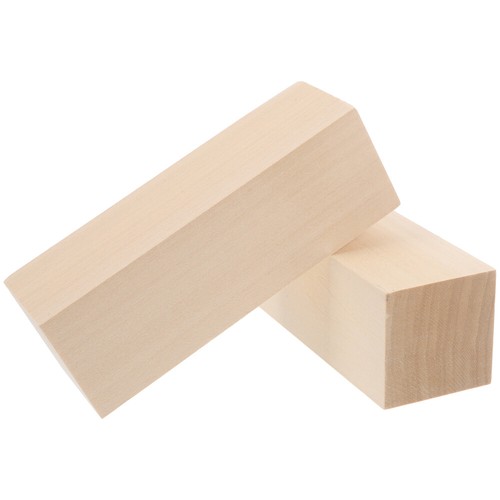 2pcs Wood Craft Cubes Unfinished Wooden Carving Blocks Blank Basswood