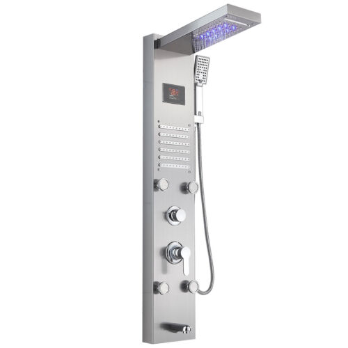 Shower Panel Smart Digital LED Shower System with 6 Body Jets Stainless Steel
